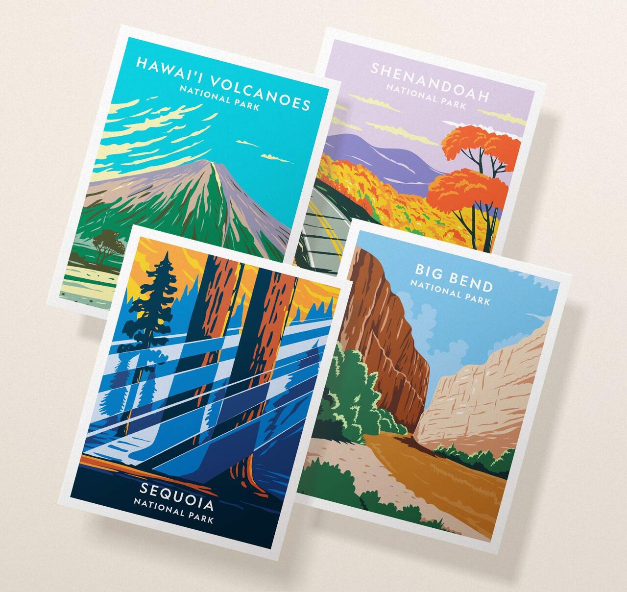 Twigs Paper - National Park Greeting Cards Set 3 - 12-Count - Vintage WPA Poster Note Cards with Envelopes - Blank Thank You Cards - Eco-Friendly Recycled Paper